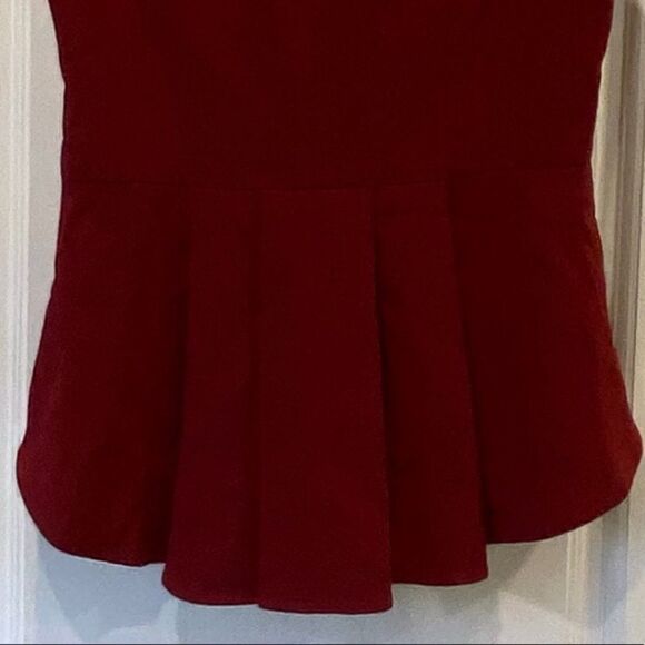 Rag & Bone Deep Red Jett Pleated Peplum Top - Picture 3 of 5